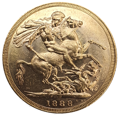 1888-M Queen Victoria Jubilee Head Gold Sovereign - (Second Bust) DISH M10