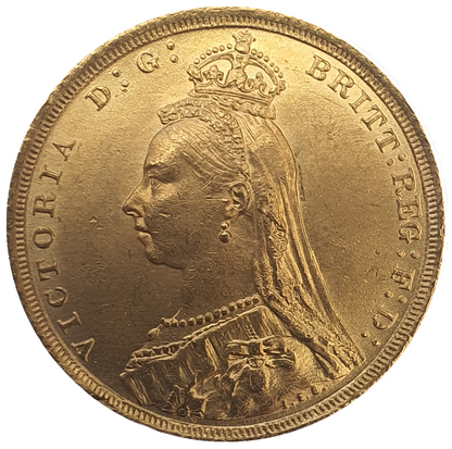 1888-S Queen Victoria Jubilee Head Gold Sovereign - DISH S10