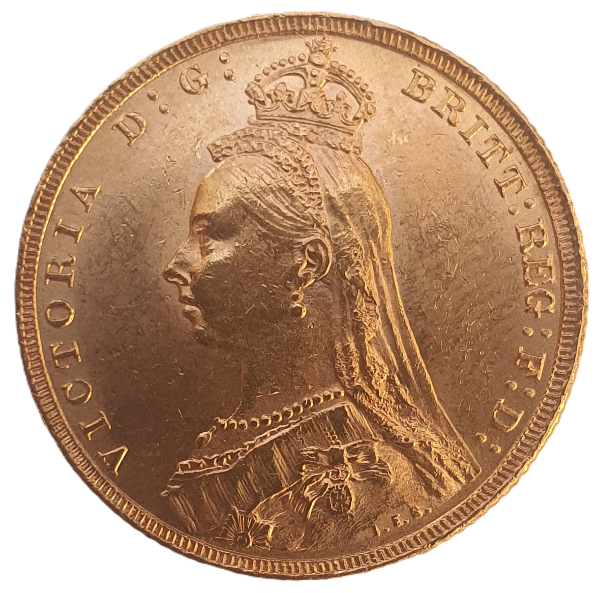 1889 Queen Victoria Jubilee Head Gold Sovereign - (Second Bust) DISH L11