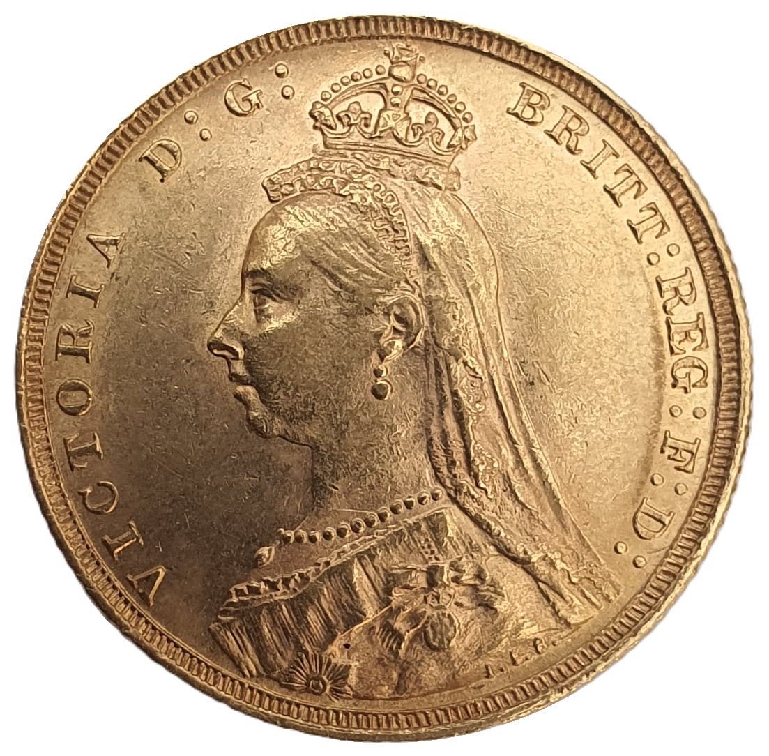 1889 Queen Victoria Jubilee Head Gold Sovereign - (Second Bust) DISH L11