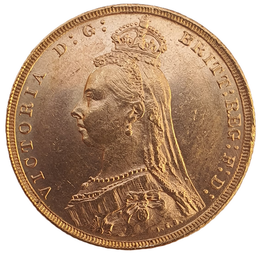 1890 Queen Victoria Jubilee Head Gold Sovereign - (Second Bust) DISH L13