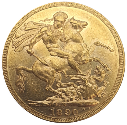 1890-M Queen Victoria Jubilee Head Gold Sovereign - DISH M14