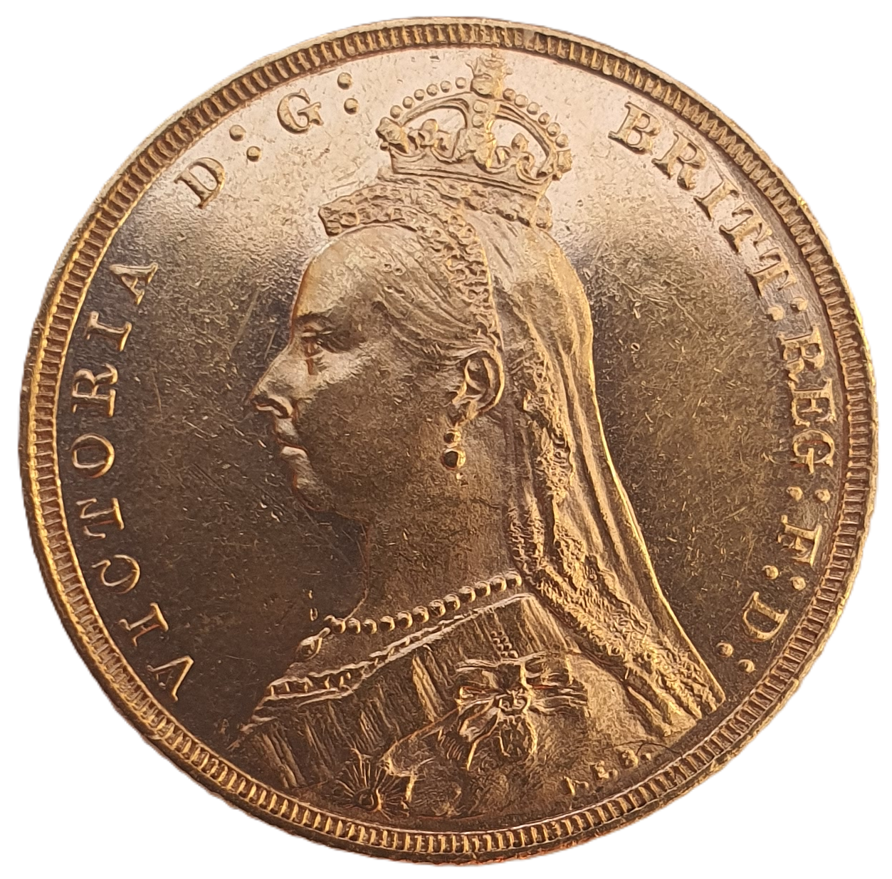 1891 Queen Victoria Jubilee Head Gold Sovereign - (Second Bust) DISH L15