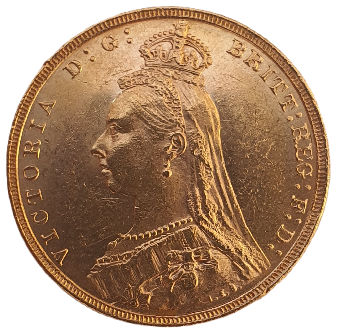 1891 Queen Victoria Jubilee Head Gold Sovereign - (Second Bust) DISH L15