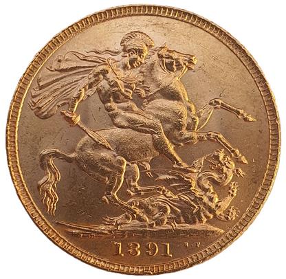 1891 Queen Victoria Jubilee Head Gold Sovereign - (Second Bust) DISH L15