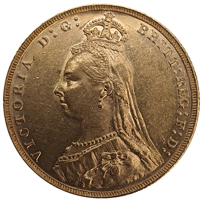 1891-M Queen Victoria Jubilee Head Gold Sovereign - DISH M15 Short Tail R5