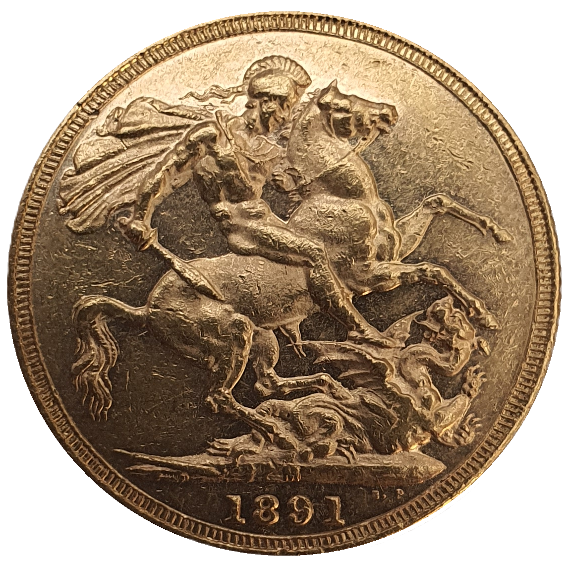 1891-M Queen Victoria Jubilee Head Gold Sovereign - DISH M15 Short Tail R5