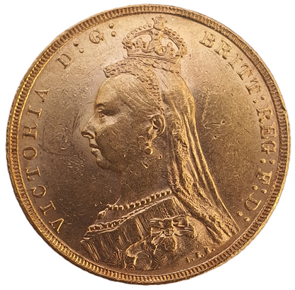 1892 Queen Victoria Jubilee Head Gold Sovereign - (Second Bust) DISH L16