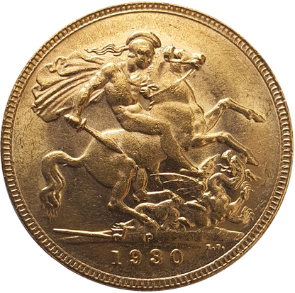 1930-P King George V Gold Sovereign (Perth)