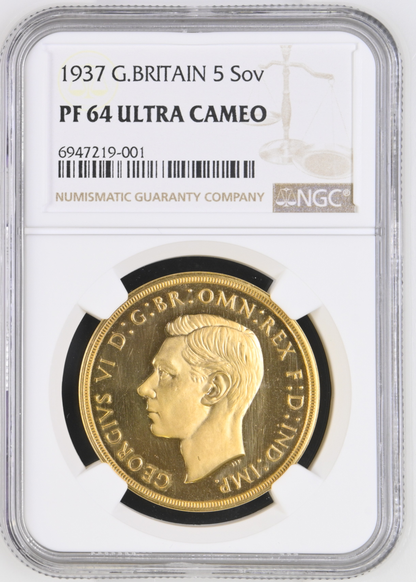 1937 King George VI Proof Specimen 5 Pound - NGC PF-64 Ultra Cameo