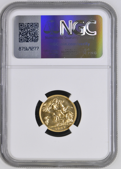 1937 King George VI Proof Specimen Half Sovereign - NGC PF65