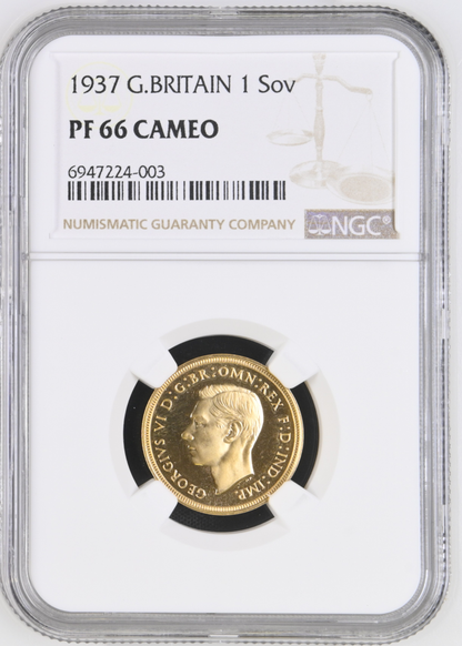 1937 King George VI Proof Specimen Full Sovereign - NGC PF-66 Cameo