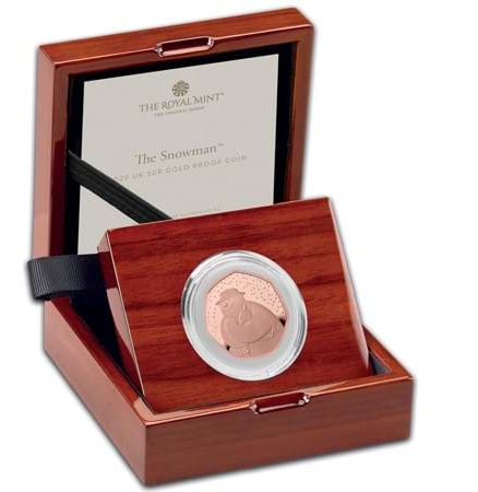 2018 Snowman Fying' Gold Proof 50P - 400 issue Limit