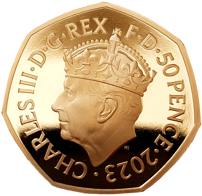 2023 King Charles III Coronation 50p Gold Proof