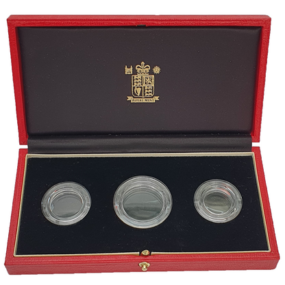 Royal Mint Red Leatherette 3 Coin Case with Screw Type Capsules