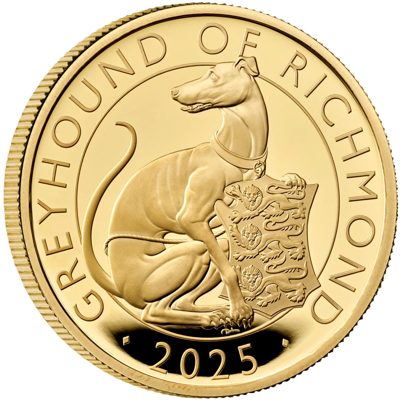 2025 King Charles III Tudor Beasts 'Greyhound of Richmond' 1oz 999.9 Gold Proof Coin