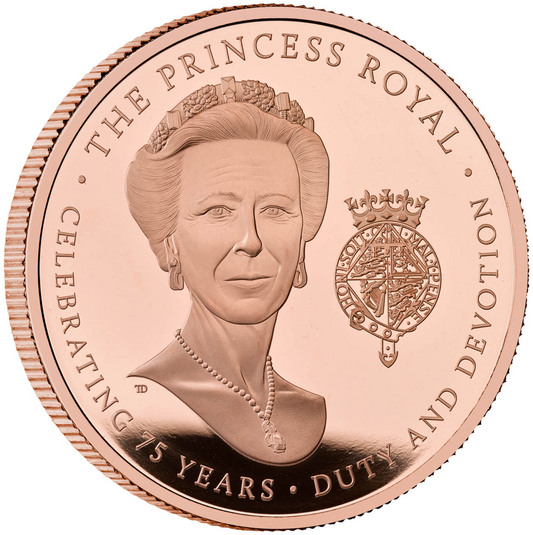 2025 HRH The Princess Royal 75th Birthday £5 Crown Gold Proof