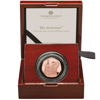 2025 Snowman and Christmas Tree' Gold Proof 50P - 100 issue Limit