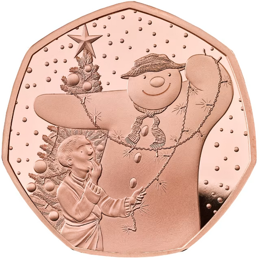 2025 Snowman and Christmas Tree' Gold Proof 50P - 100 issue Limit