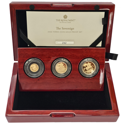 2026 King Charles III First Year of the 'Yellow Gold' Proof 3 Coin Sovereign Set