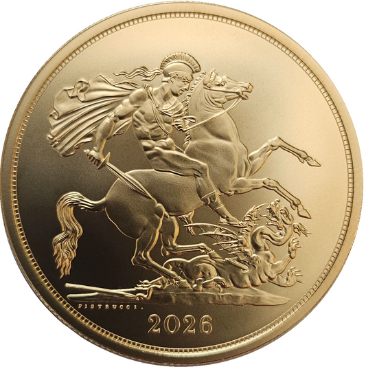 2026 King Charles III First Year of the 'Yellow Gold' Brilliant Uncirculated 5 Sovereign Piece