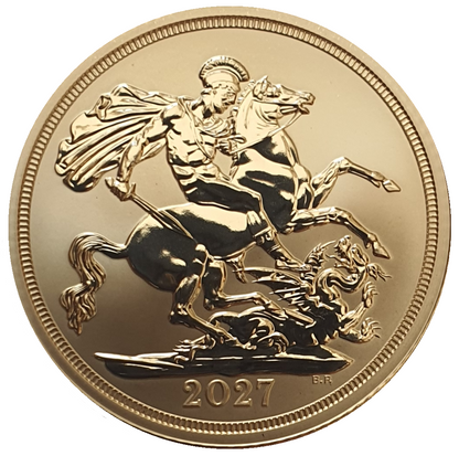 2027 King Charles III Gold' Reverse Frosted Proof Full Sovereign