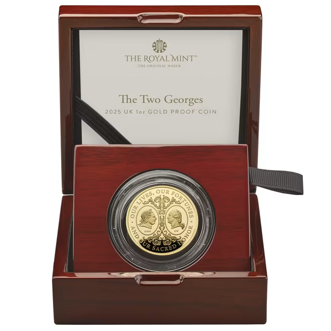 2025 King Charles III 'The Two Georges' 1oz 999.9 Gold Proof Coin