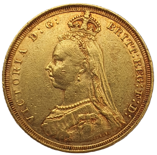 1887-S Queen Victoria Jubilee Head Gold Sovereign - DISH S3 - Extremely Rare