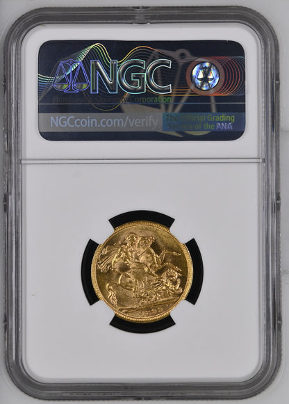 1899-M Queen Victoria Widow Head Gold Sovereign - NGC MS-61 UNC