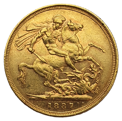 1887-S Queen Victoria Jubilee Head Gold Sovereign - DISH S1 - Extremely Rare