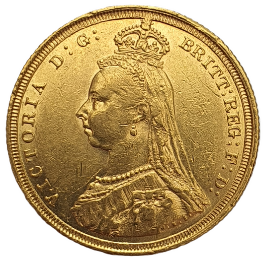 1887-S Queen Victoria Jubilee Head Gold Sovereign - DISH S1 - Extremely Rare
