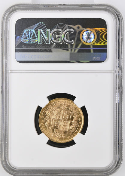 1886-S Queen Victoria Shield Reverse Sovereign - About As Struck