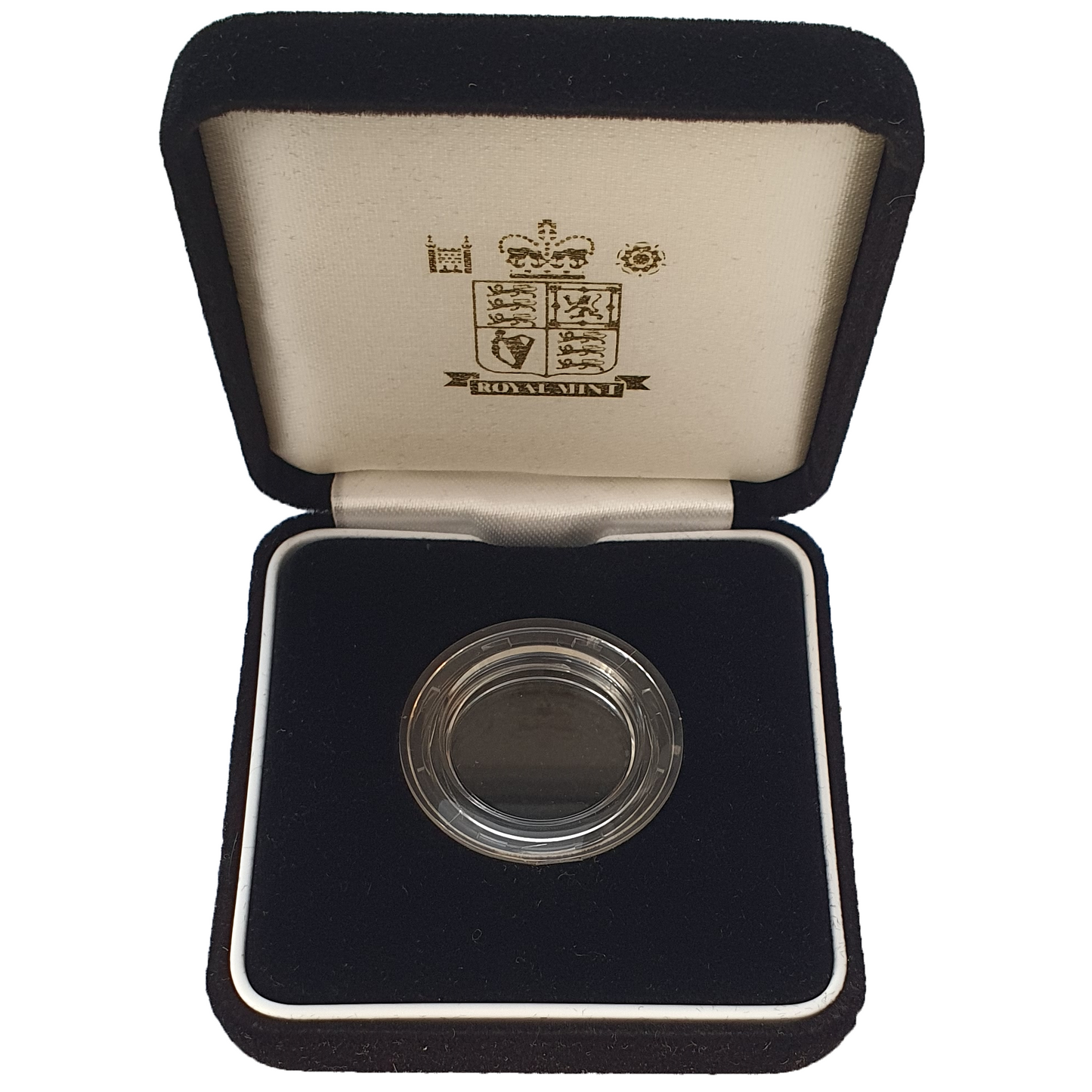 Royal Mint Luxury Black Velvet Case with Screw Type Capsule for Sovereign