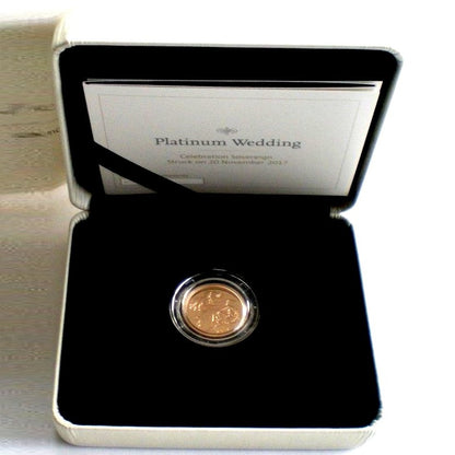 2017 Queen Elizabeth II Strike on the Day 'Platinum Wedding' Gold Sovereign