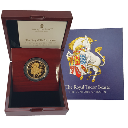 2024 King Charles III Tudor Beasts 'Seymour Unicorn' 1oz 999.9 Gold Proof Coin