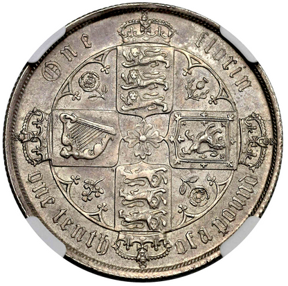 1885 Queen Victoria Florin, 'NGC MS-63