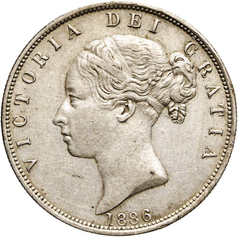 1886 Queen Victoria Silver Halfcrown - About Extremely Fine