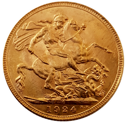 1924-M King George V Gold Sovereign (Melbourne) - AUNC