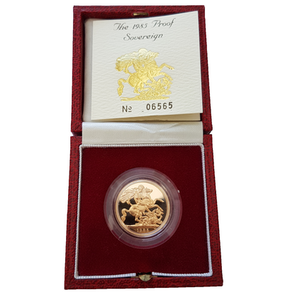 1985 Queen Elizabeth II Proof Sovereign by Raphael Maklouf - Presentation Case with COA