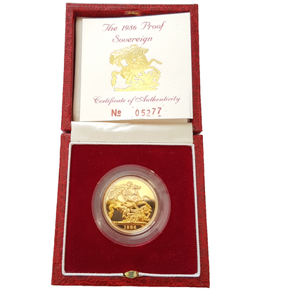 1986 Queen Elizabeth II Proof Sovereign by Raphael Maklouf - Presentation Case with COA