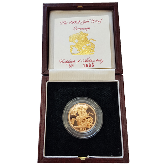 1992 Queen Elizabeth II Proof Sovereign by Raphael Maklouf - Presentation Case with COA