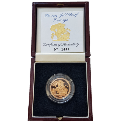 1994 Queen Elizabeth II Proof Sovereign by Raphael Maklouf - Presentation Case with COA