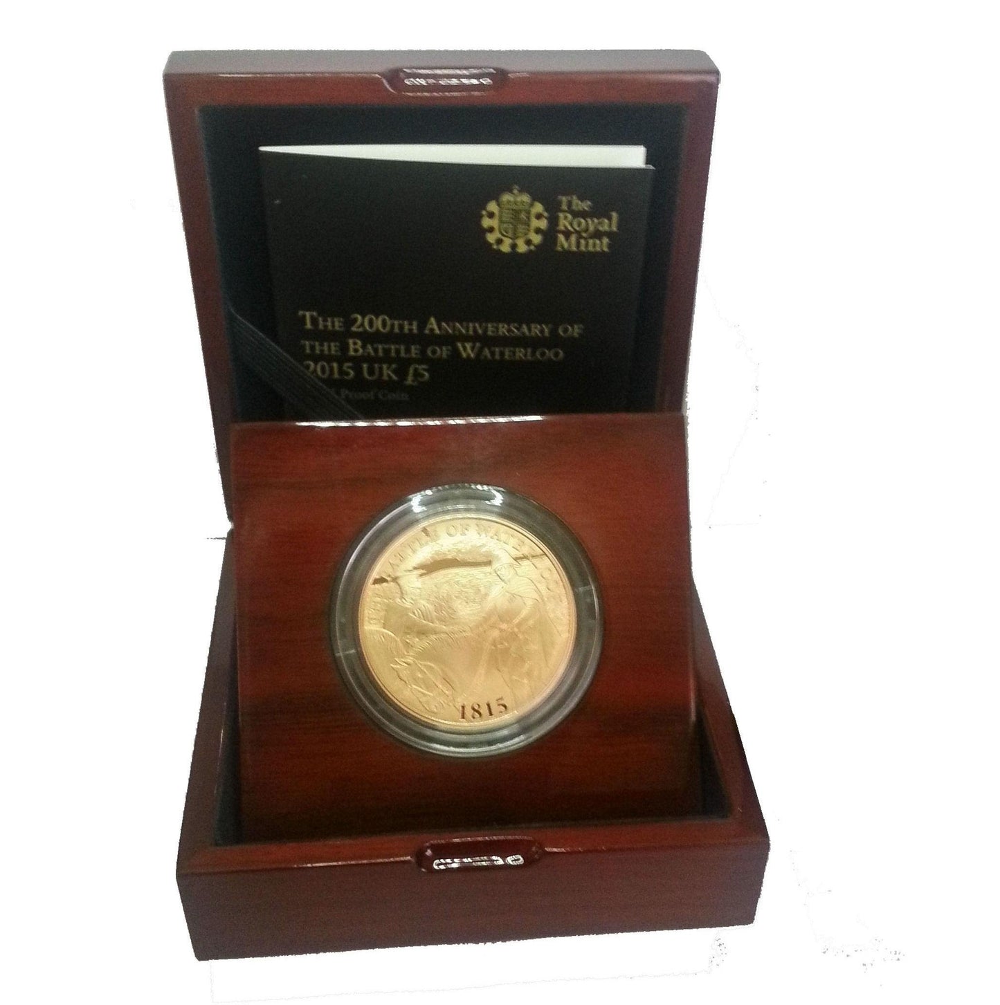 2015 Queen Elizabeth II 200th Anniversary Waterloo + Gold Proof £5 Boxed / COA