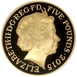 2015 Queen Elizabeth II Winston Churchill + Gold Proof £5 Boxed / COA