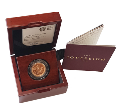 2017 Queen Elizabeth II Strike on the Day '200th Anniversary' Gold Sovereign