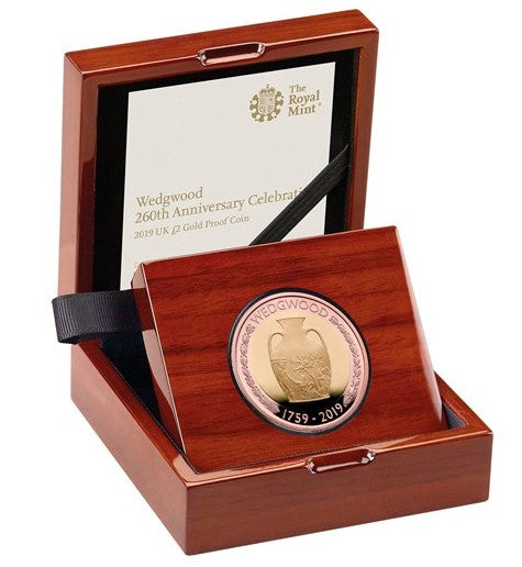 2019 Queen Elizabeth II Wedgwood Gold Proof £2 - Boxed / Coa