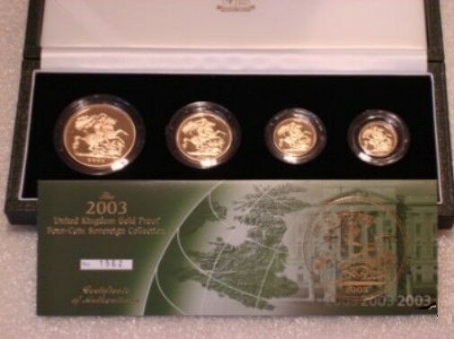 2003 Queen Elizabeth II 4 Coin Gold Sovereign Set + COA