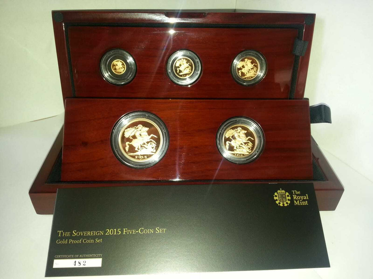 2015 Queen Elizabeth II 5 Coin IRB Gold Proof Sovereign Set + COA