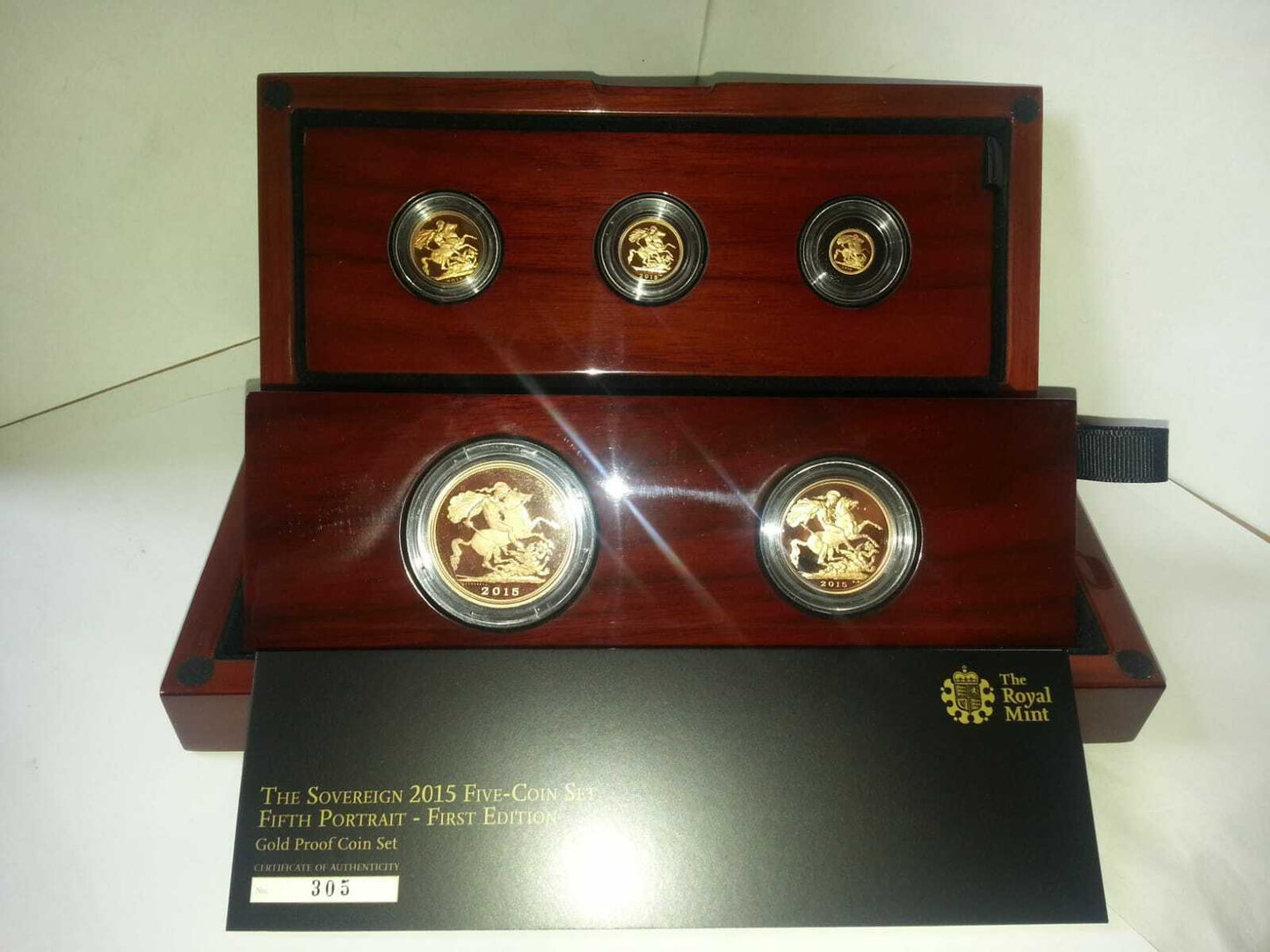 2015 Queen Elizabeth II 5 Coin 5th Head JODY CLARK Gold Proof Sovereign Set +COA