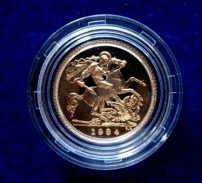 1984 Queen Elizabeth II Proof Gold Half Sovereign + Capsulated / Case